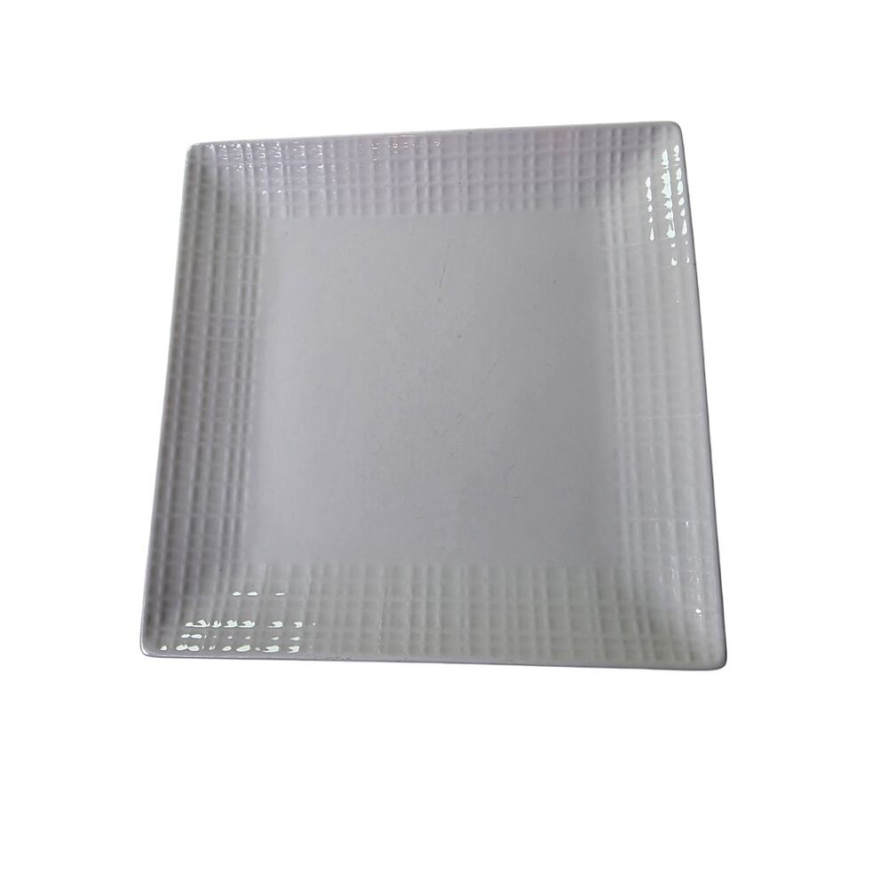 Set of 2 ROSCHER White Porcelain Basketweave Square 8" Salad Plates